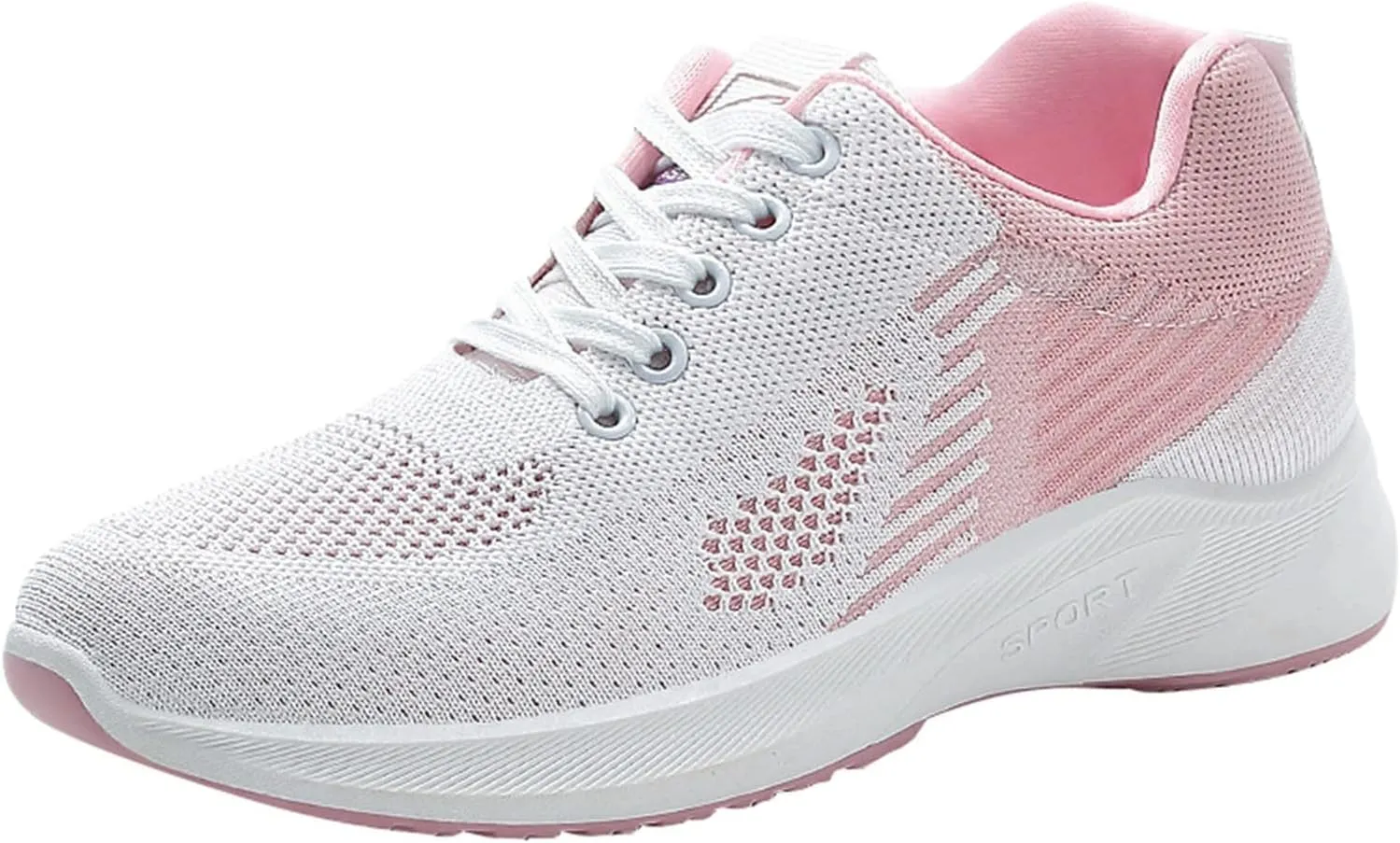 Womens Running Sneakers Breathable Flying Woven Lace Up Walking Shoes Summer Casual Non Slip Outdoor Sports Shoes