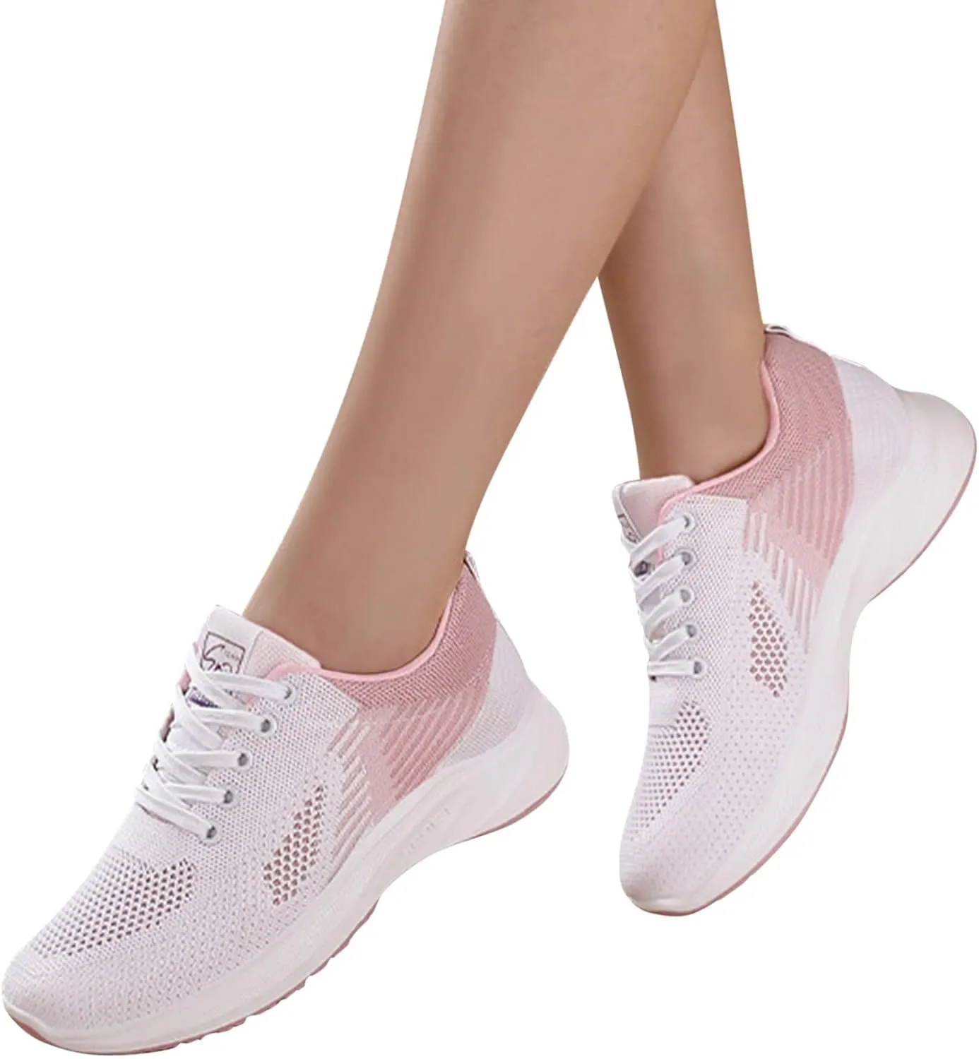 Womens Running Sneakers Breathable Flying Woven Lace Up Walking Shoes Summer Casual Non Slip Outdoor Sports Shoes