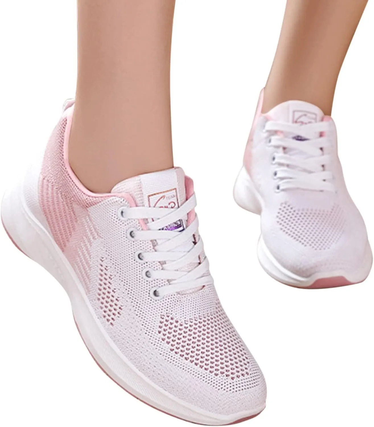 Womens Running Sneakers Breathable Flying Woven Lace Up Walking Shoes Summer Casual Non Slip Outdoor Sports Shoes