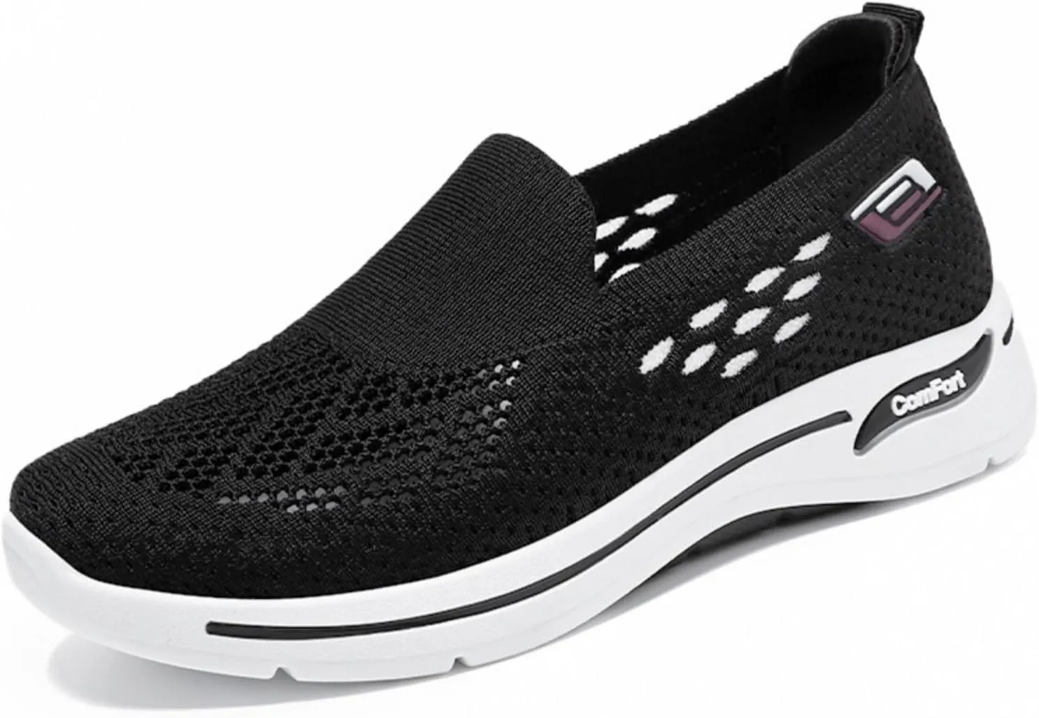 Women's Slip-On Walking Shoes Casual Lightweight Hollow Out Shoes Comfortable Athletic Running Sneaker Breathable Mesh Trainers Travel Work Driving Sneakers