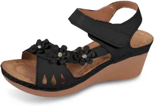 Women's Slip On Wedge Sandals Comfortable Dressy Casual Open Toe Platform Footwear for Summer Spring Fall Lightweight Breathable Slip