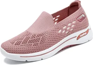 Womens Summer Shoes Woven Orthopedic Breathable Soft Sole Shoes Anti-Skid Sports Shoe Slip On Diabetic Foam Sneakers Mesh Up Sneaker for Arch Support