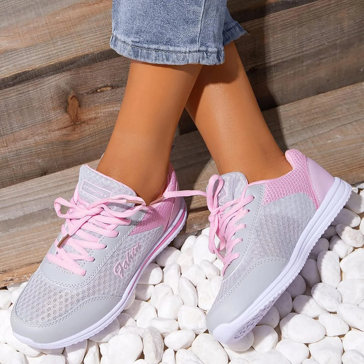 Womens Walking Shoes Lace Up Lightweight Memory Foam Cheer Tennis Shoes Men Slip On Slip On Shoes Casual Slip On Sneakers Waterproof Tennis Shoe Trainers Shoe