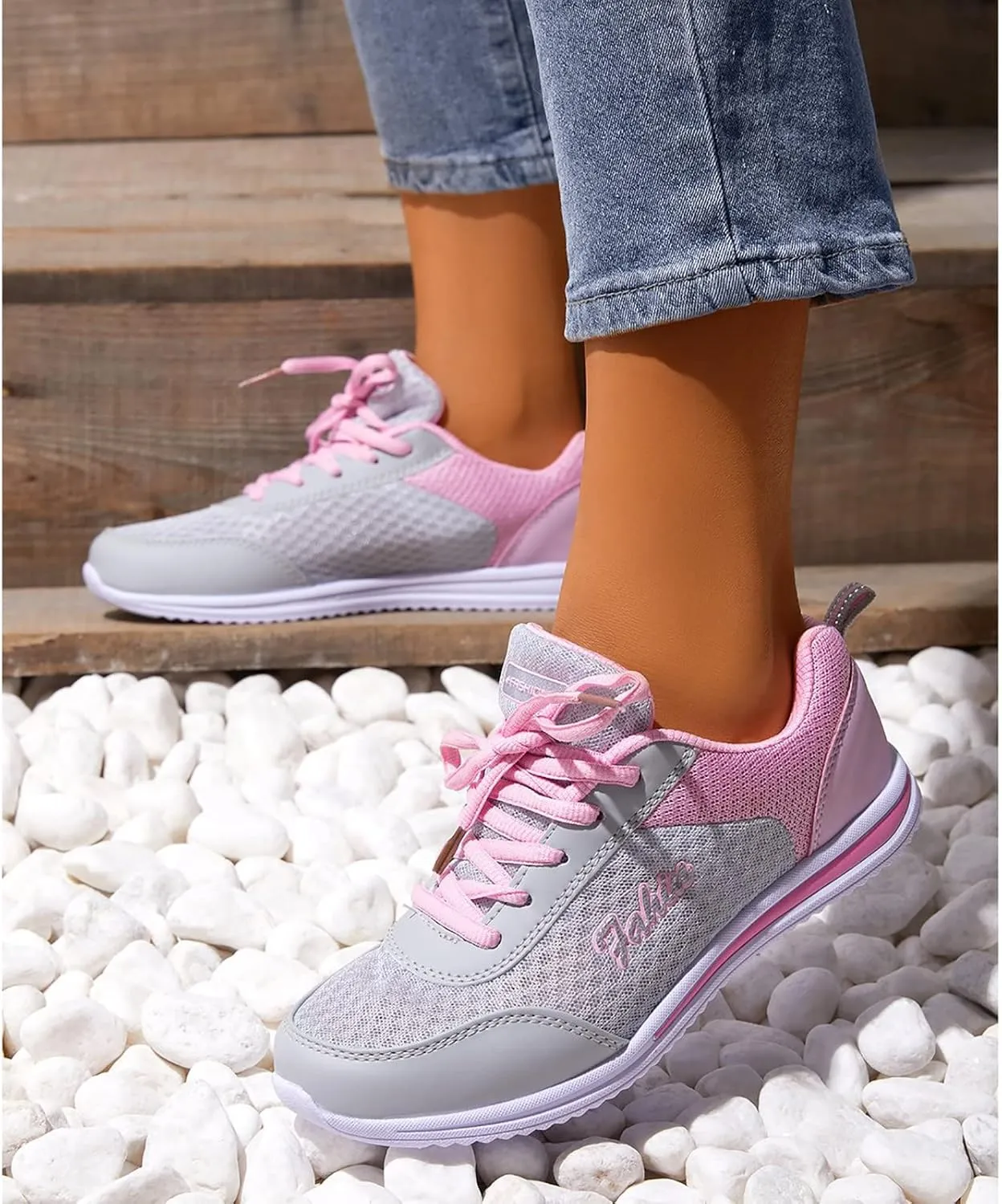 Womens Walking Shoes Lace Up Lightweight Memory Foam Cheer Tennis Shoes Men Slip On Slip On Shoes Casual Slip On Sneakers Waterproof Tennis Shoe Trainers Shoe