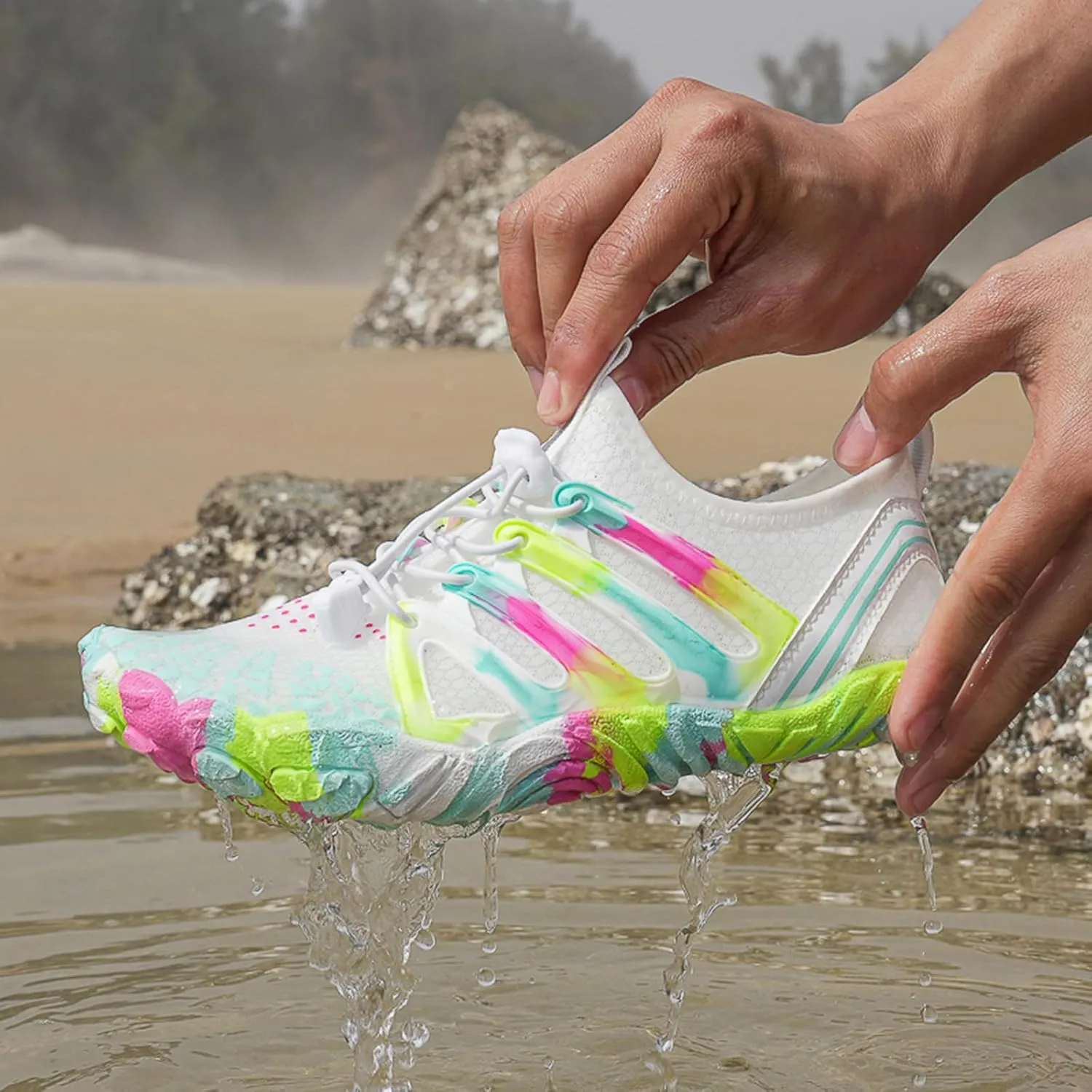 Womens Water Shoes Athletic Hiking Water Shoes Womens Quick Dry Barefoot for Beach Non-Slip for Wading Rafting Hiking Kayaking Surfing Training 2025