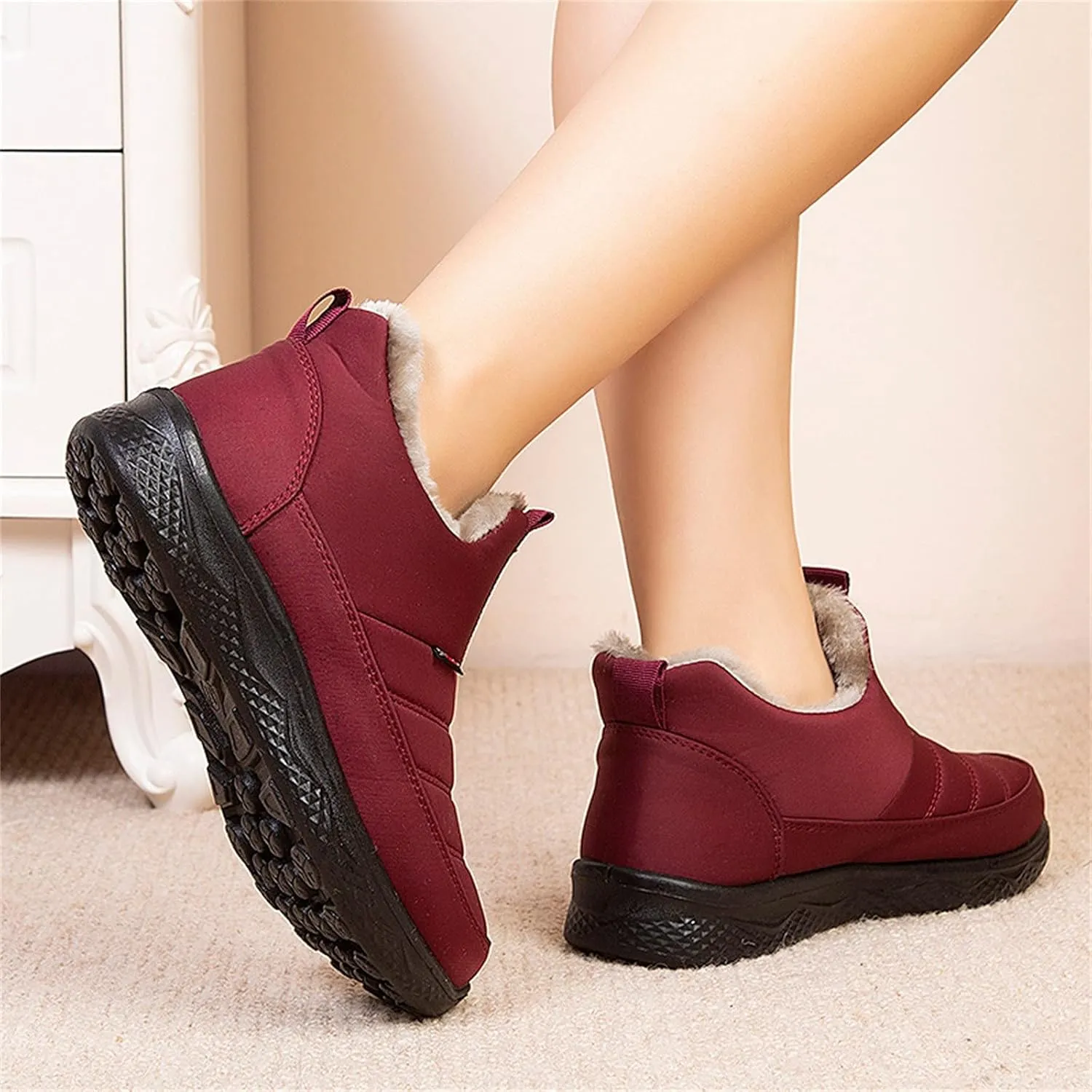 Womens Winter Snow Boots Women Ankle Booties Warm Plush Lined Waterproof Insulated Slip On Outdoor Shoes