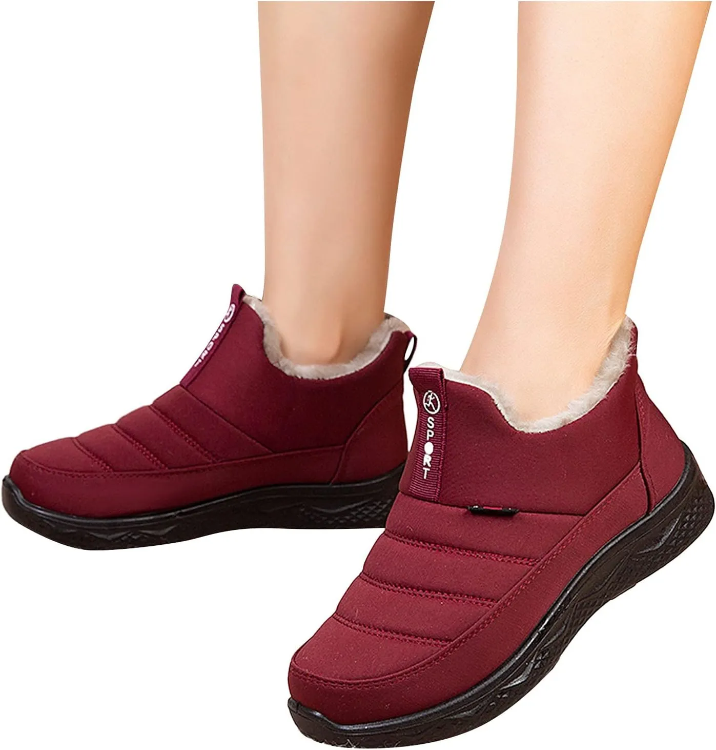 Womens Winter Snow Boots Women Ankle Booties Warm Plush Lined Waterproof Insulated Slip On Outdoor Shoes