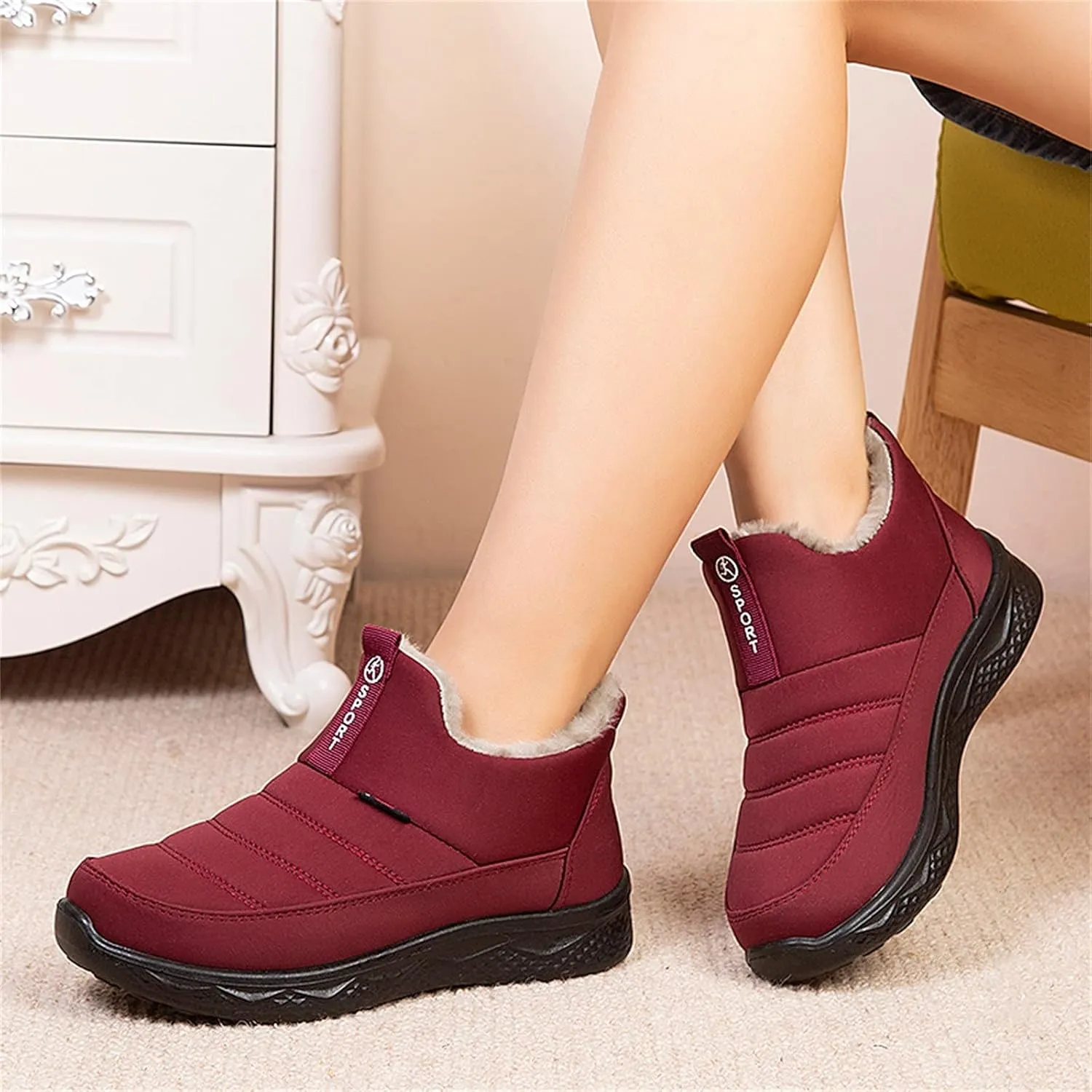 Womens Winter Snow Boots Women Ankle Booties Warm Plush Lined Waterproof Insulated Slip On Outdoor Shoes