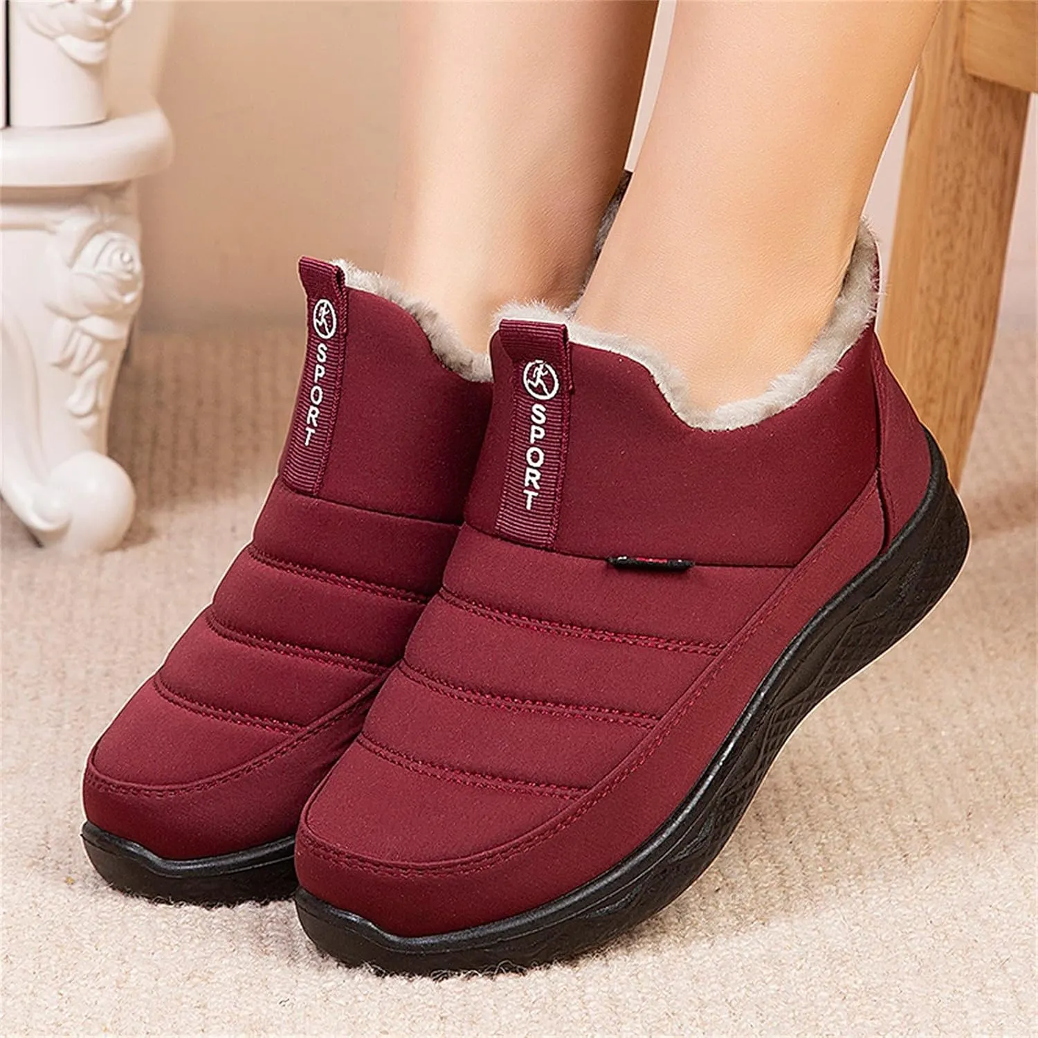 Womens Winter Snow Boots Women Ankle Booties Warm Plush Lined Waterproof Insulated Slip On Outdoor Shoes