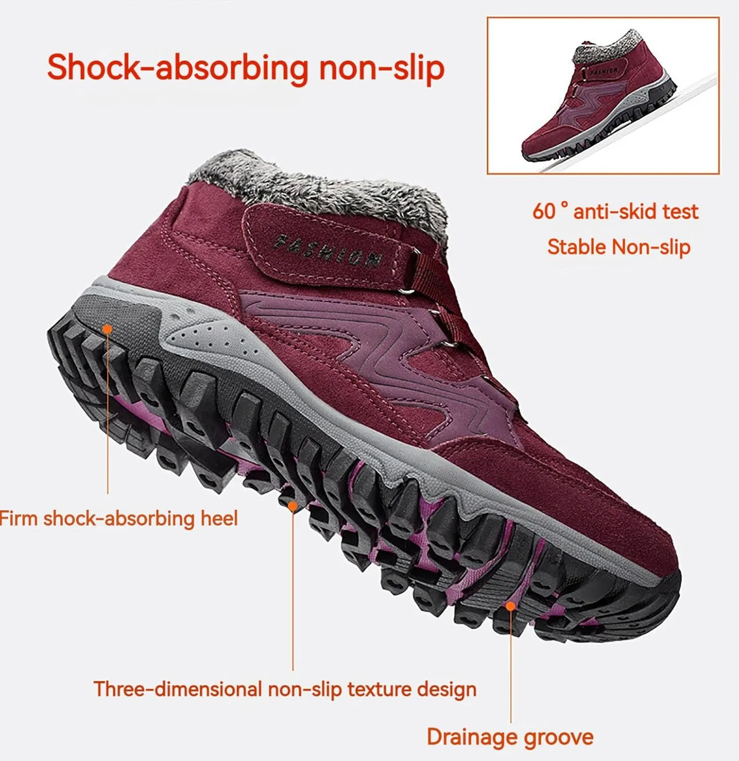 Women's Winter Thermal Boots, Waterproof Snow Non Slip, Winter Thermal High Top Boots of Women and Men