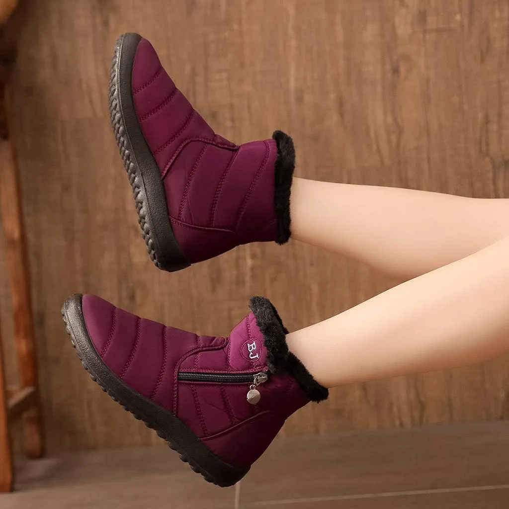 Womens Winter Wide Toe Box Plush Lined Snow Boots Waterproof Non-Slip Ankle Booties