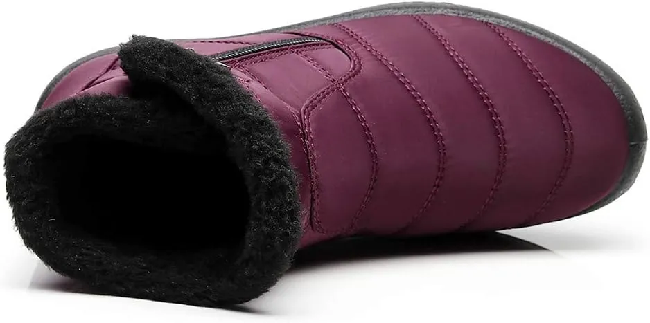 Womens Winter Wide Toe Box Plush Lined Snow Boots Waterproof Non-Slip Ankle Booties