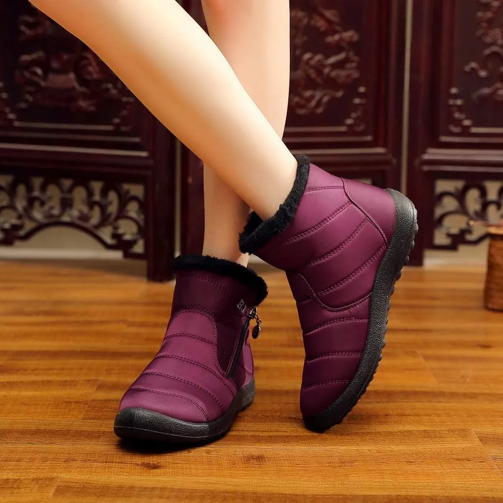 Womens Winter Wide Toe Box Plush Lined Snow Boots Waterproof Non-Slip Ankle Booties