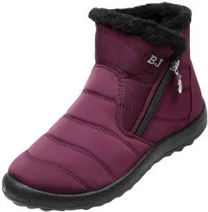 Womens Winter Wide Toe Box Plush Lined Snow Boots Waterproof Non-Slip Ankle Booties