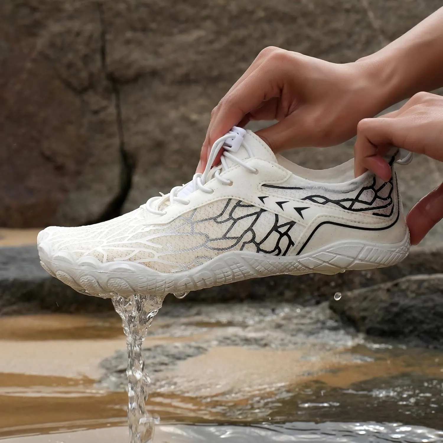 ZWRXW Hike Barefoot Shoes for Women Men Breathable & Non-Slip Athletic Footwear Wide Toe Water Shoes Quick-Dry Aqua Sock Barefoot Slip-On Soft Beach Aqua Sports Outdoor Shoe Hiking Walking Shoe